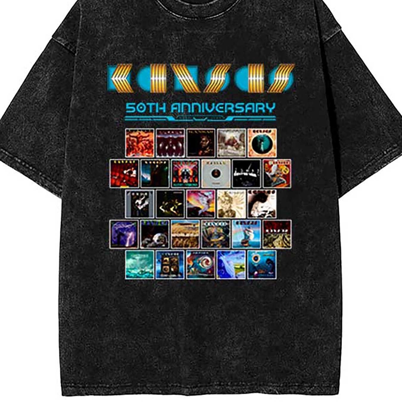 Anniversary Kansas Rock Band Tour Concert 2023 T-Shirt 338191 vintage washed distressed batik thickened funny Men’s Short Sleeve Graphic T-shirt PR - Premium  from Lizard Vigilante - Just $30.99! Shop now at Lizard Vigilante