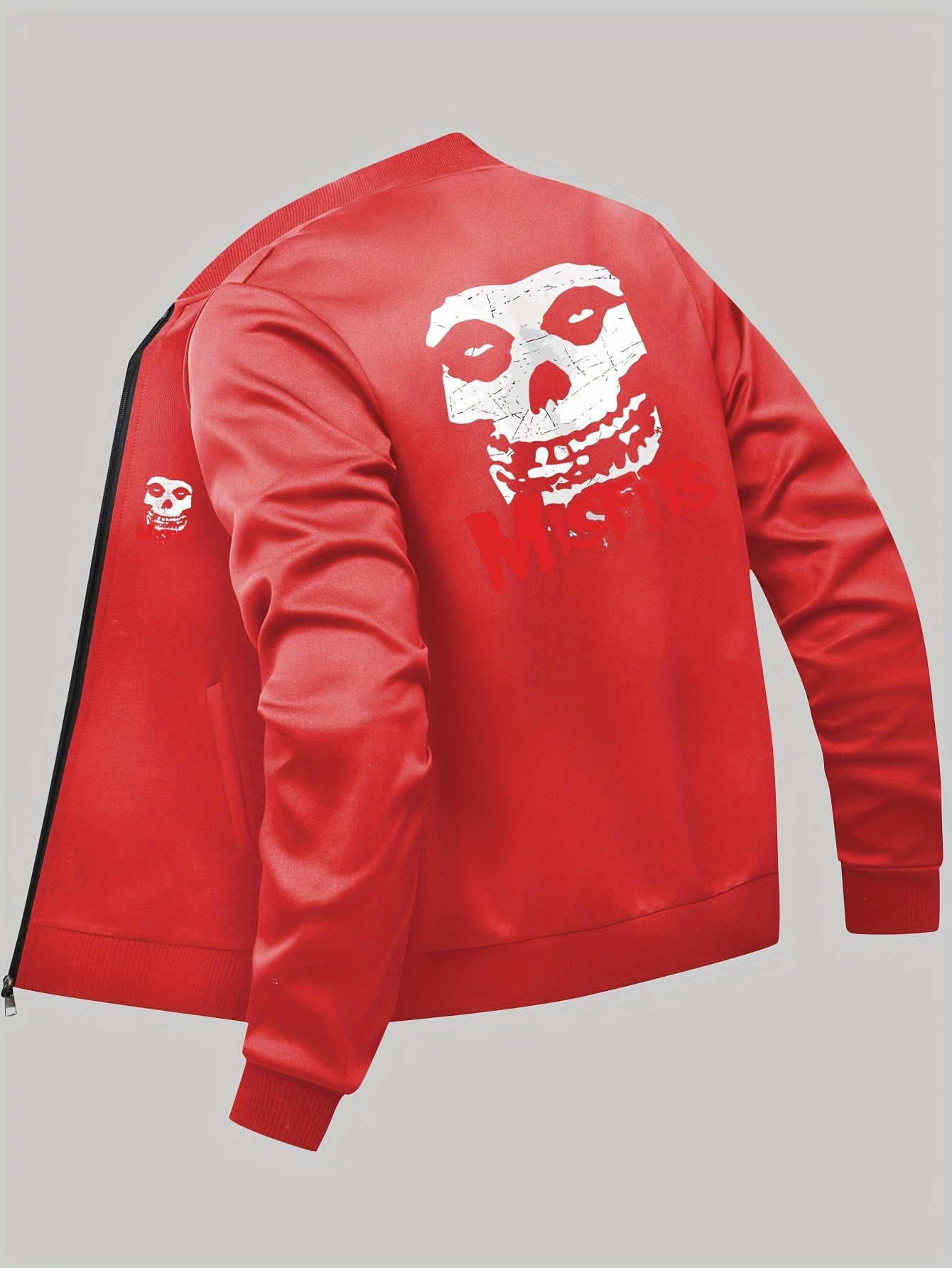 The Misfits Skull Logo Men’s Bomber Jacket – Iconic Punk Rock Outerwear with Pockets & Zip-Up Baseball Collar - Premium jacket from Lizard Vigilante - Just $39.93! Shop now at Lizard Vigilante