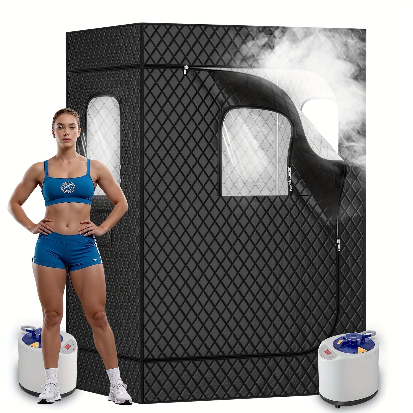 Portable Steam Sauna for Home with 3L Steamer, Remote Control, Folding Chair, 99 Minute Timer, Navy Blue - Premium  from Lizard Vigilante - Just $152.99! Shop now at Lizard Vigilante