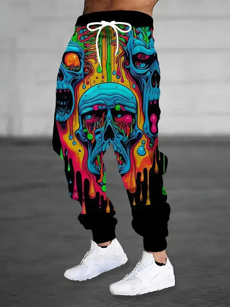 Skull Print New Colorful High-Quality Ice Silk Long Pants For Men's Slim Fit Elastic And Quick Drying Outdoor Running Pants ML4 - Premium  from Lizard Vigilante - Just $23.99! Shop now at Lizard Vigilante