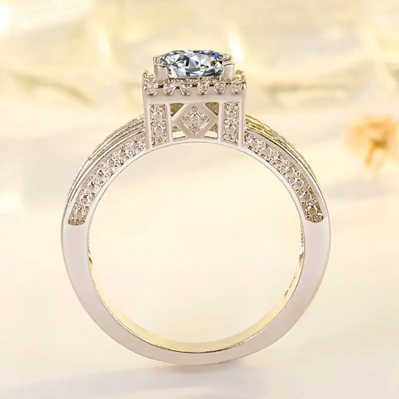 Diamond Push Square Rectangular Rhinestone Square Ring