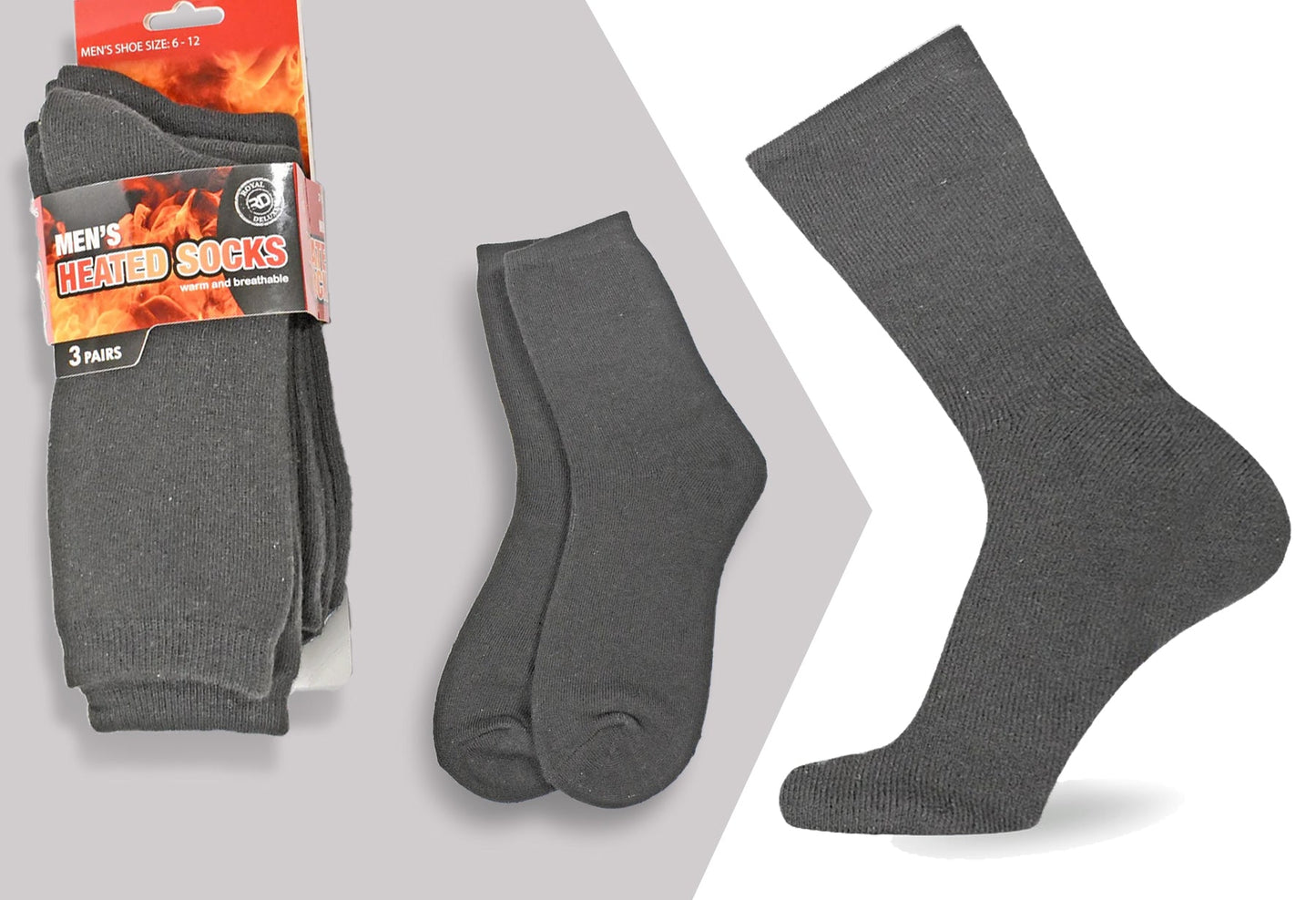 6-Pairs Men’s Heated Crew Socks