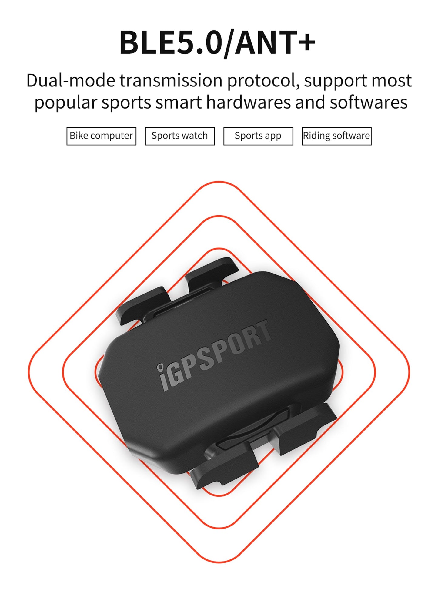 iGPSPORT Bike Speed & Cadence Sensor ANT+ Bluetooth 5.0 IPX7 Waterproof