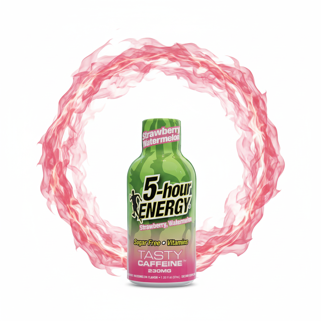 5-hour ENERGY Shot in Strawberry Watermelon flavor on a white background