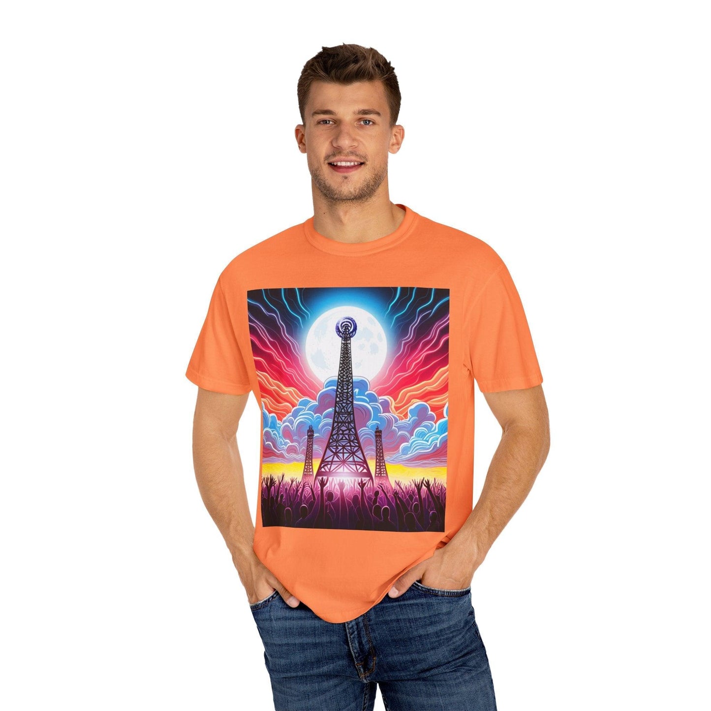 Eiffel CellTower Unisex Garment-Dyed T-shirt - Lizard Vigilante