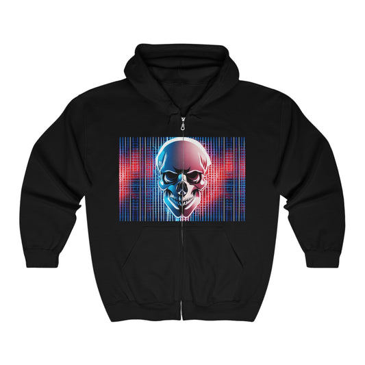 Grid Skull Unisex Heavy Blend™ Full Zip Hooded Sweatshirt - Lizard Vigilante