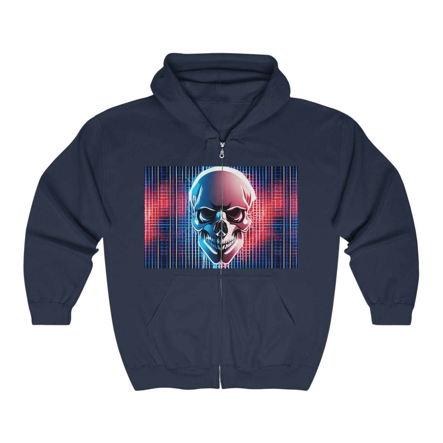 Grid Skull Unisex Heavy Blend™ Full Zip Hooded Sweatshirt - Lizard Vigilante