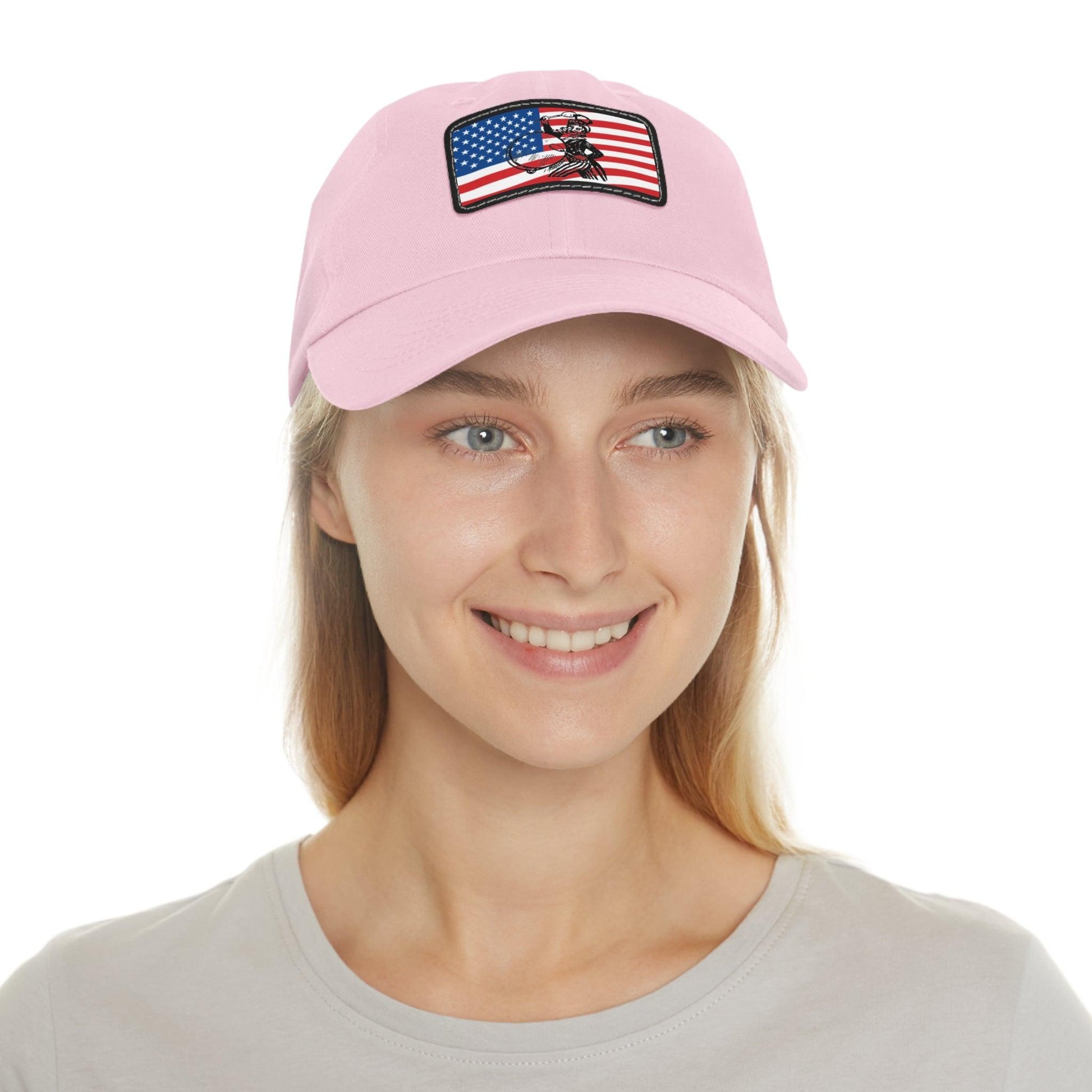 American Flag With Uncle Sam Drummer Dad Hat with Leather Patch (Rectangle) - Lizard Vigilante