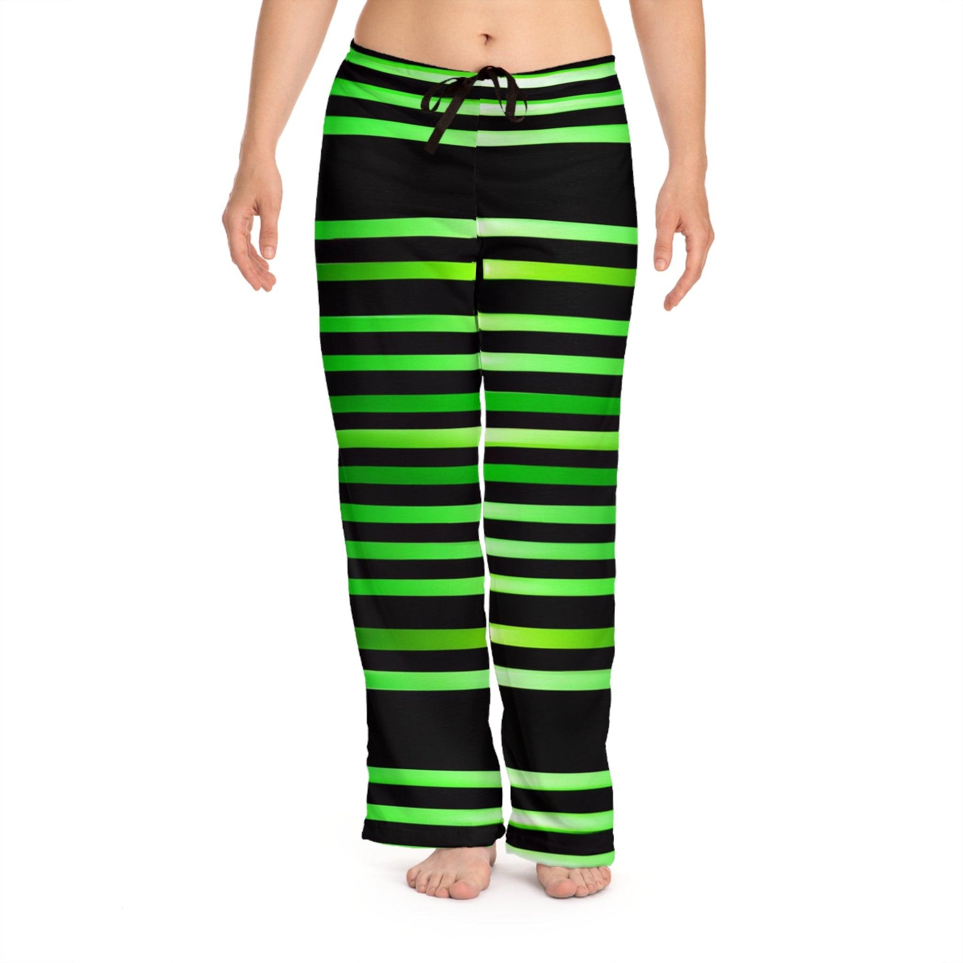 Women's Green & Gold White Lines at Black Pajama Pants - Premium All Over Prints from Printify - Just $48.15! Shop now at Lizard Vigilante