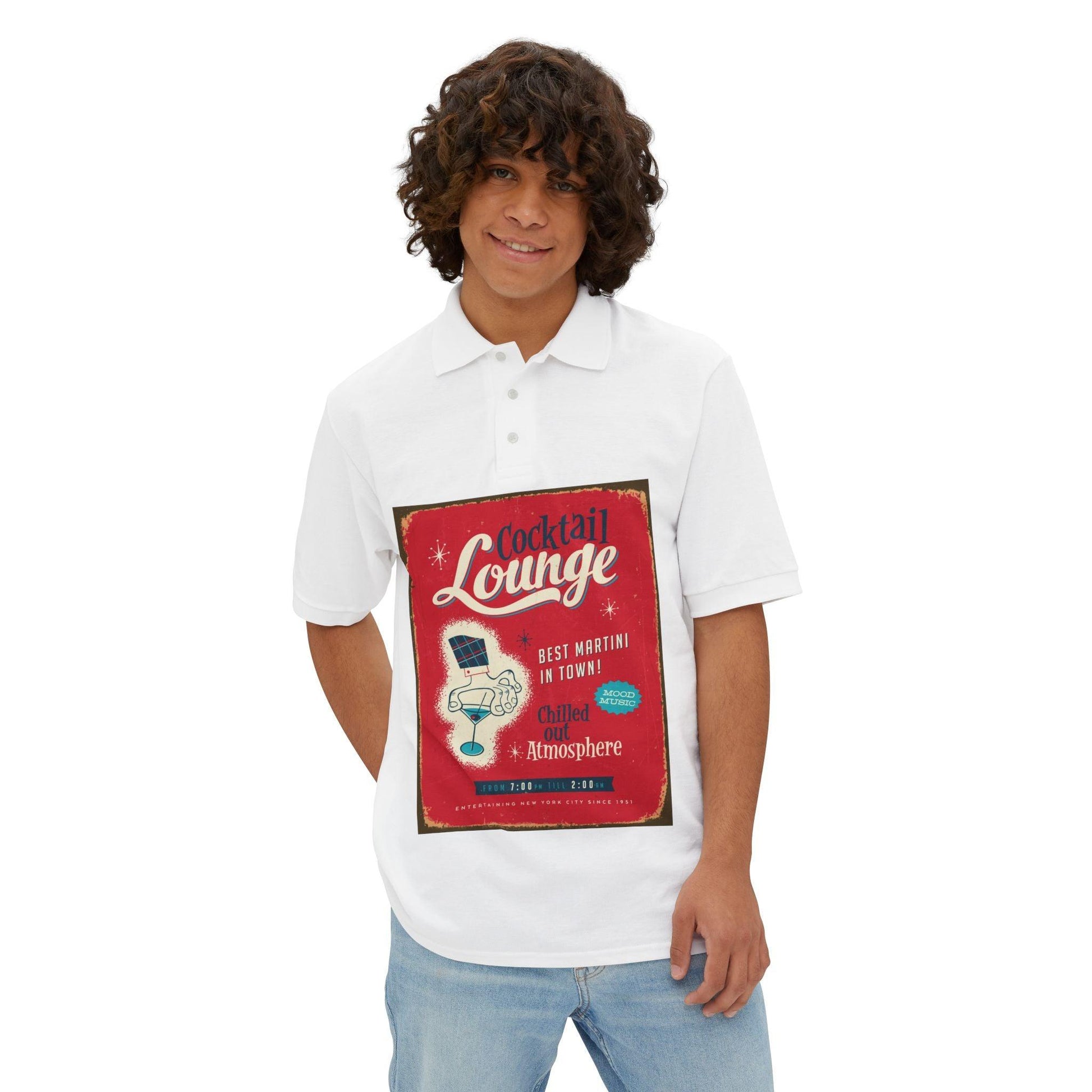 Cocktail Lounge Men's Piqué Polo - Premium T-Shirt from Printify - Just $32.99! Shop now at Lizard Vigilante