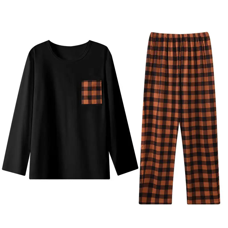 Ice Silk Long Sleeve Long Pants Men's Pajama Set