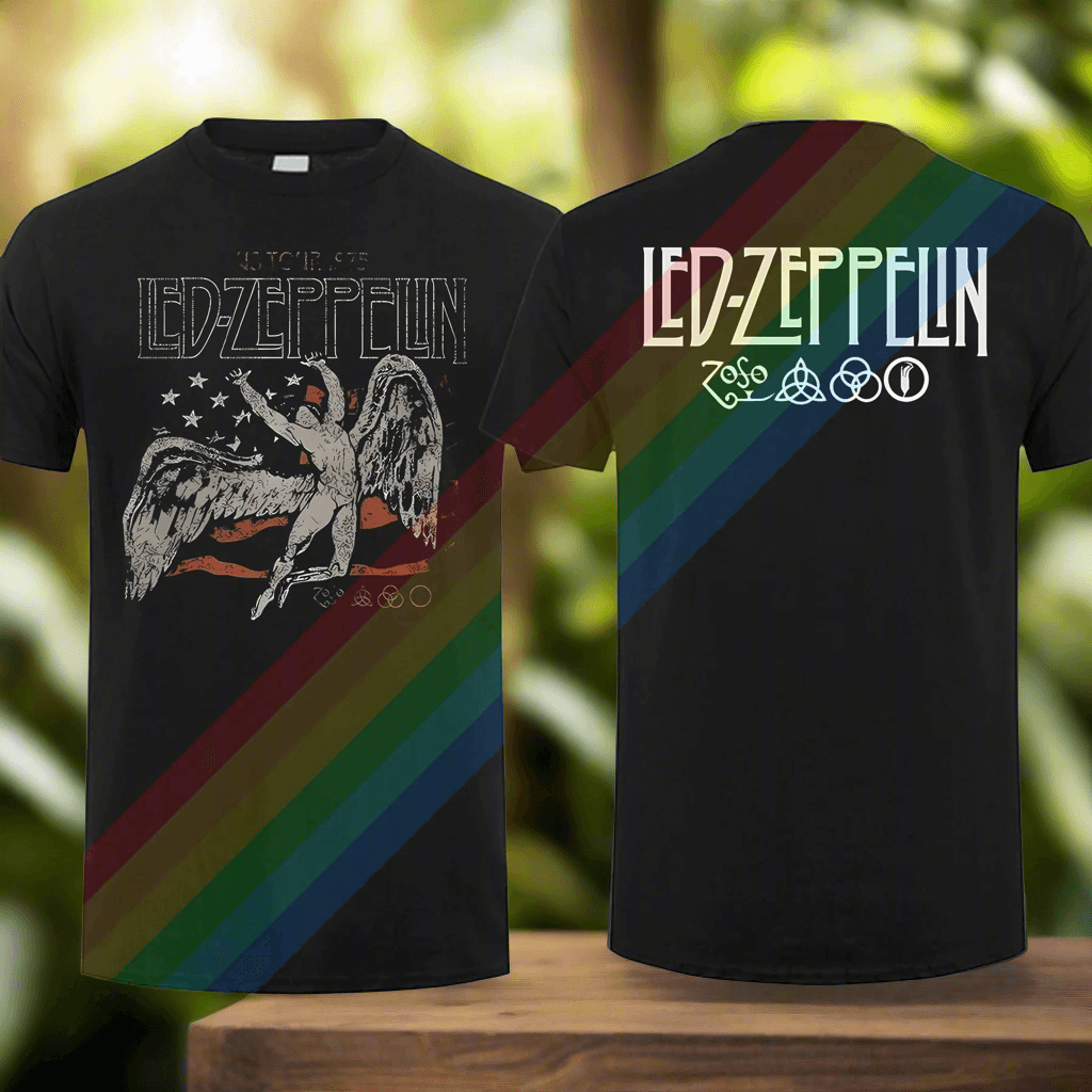 2024 Men US 1975 Tour Flag T Shirt Casual Zeppelin T-shirt Graphic Oversized Sports Tops Led Comfortable Streetwear Very cool - Premium T-Shirt from Lizard Vigilante - Just $27.99! Shop now at Lizard Vigilante