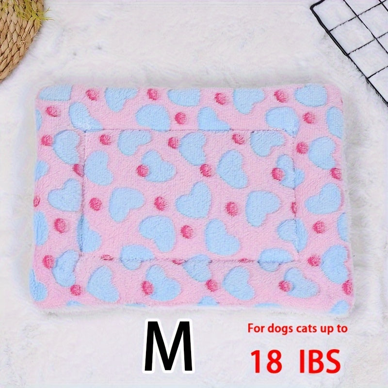 All-Season Dirt-Resistant Rectangular Pet Blanket - Comfortable Dog Paw Heart Print Pet Bed, 1pc