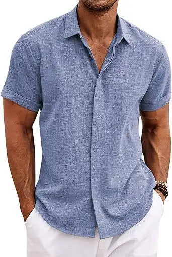Men's Shirt Short Sleeve Casual Buckle