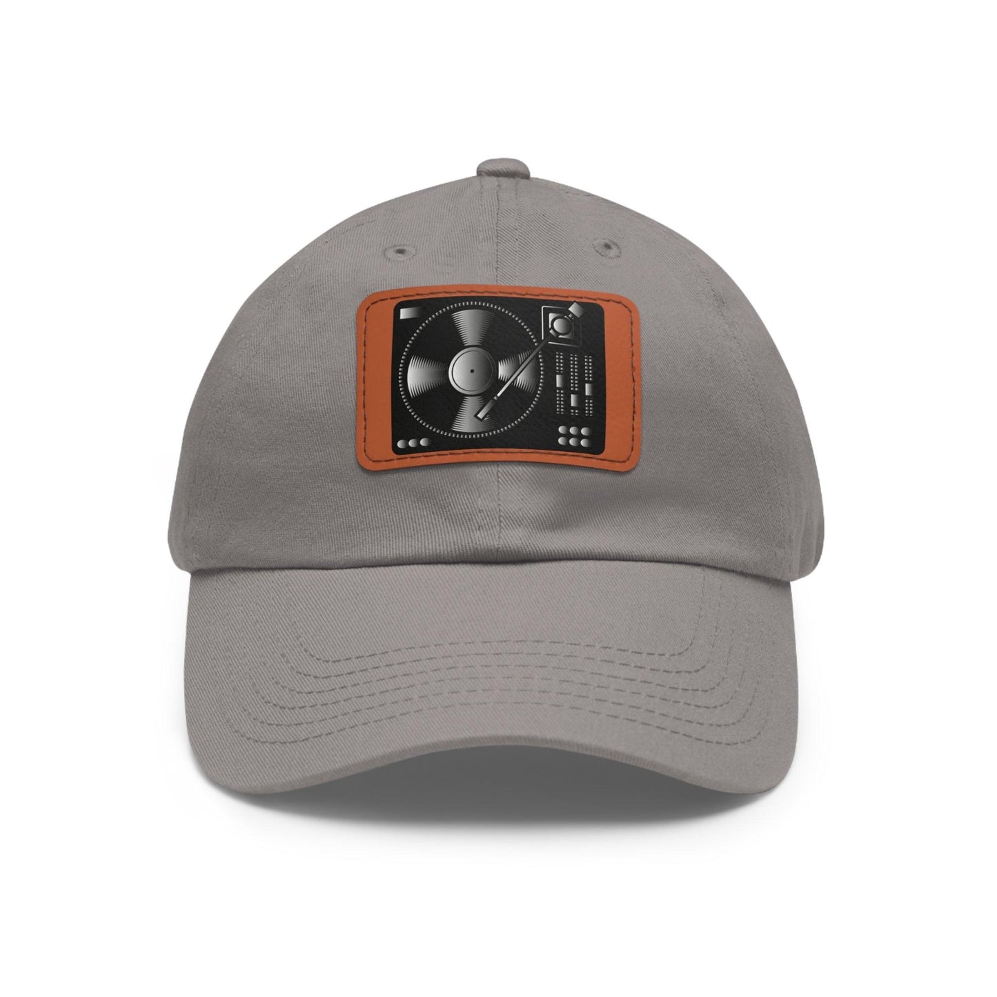 Turntable Record Player DJ Dad Hat with Leather Patch (Rectangle) - Lizard Vigilante