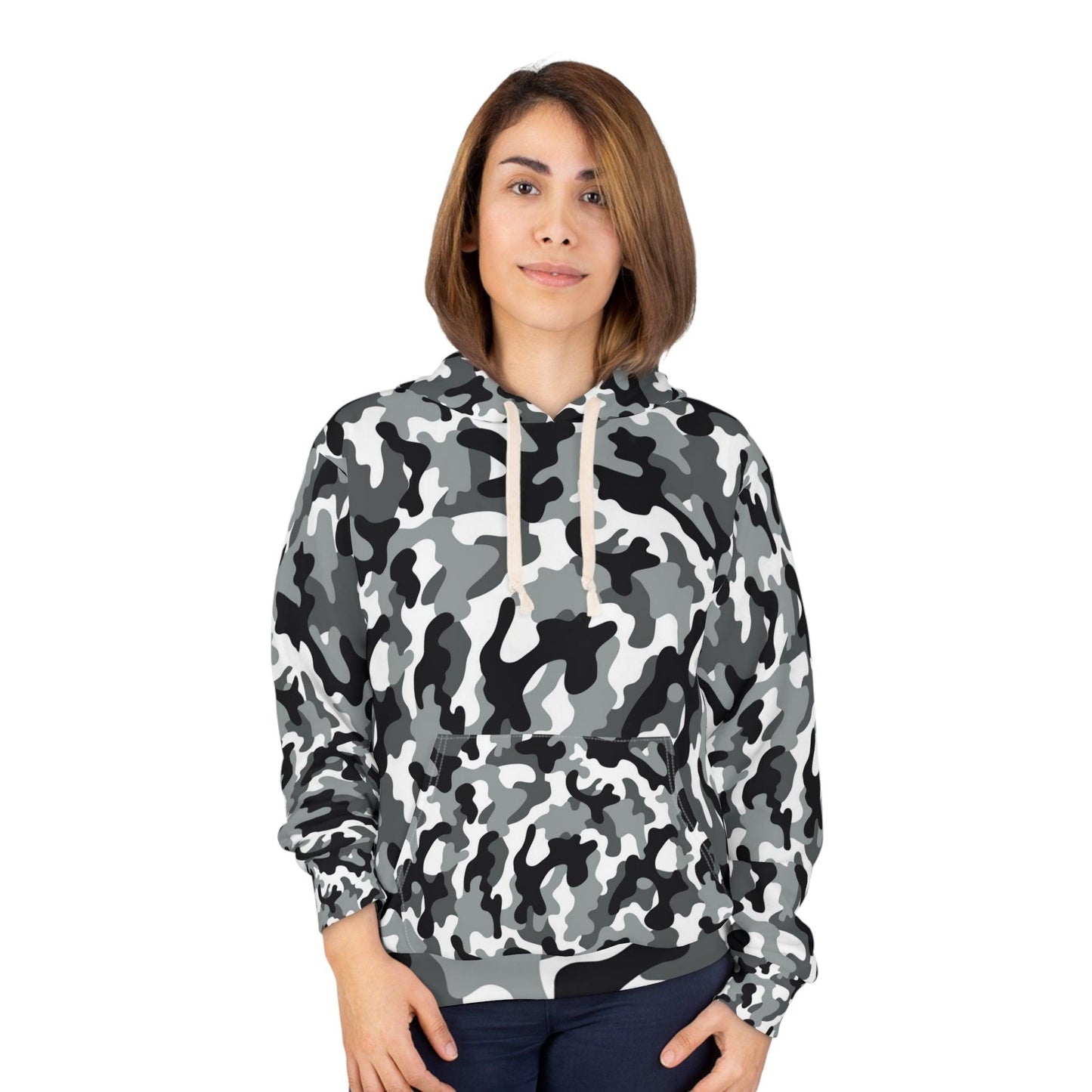 Black White Gray Camo Unisex Pullover Hoodie - Lizard Vigilante