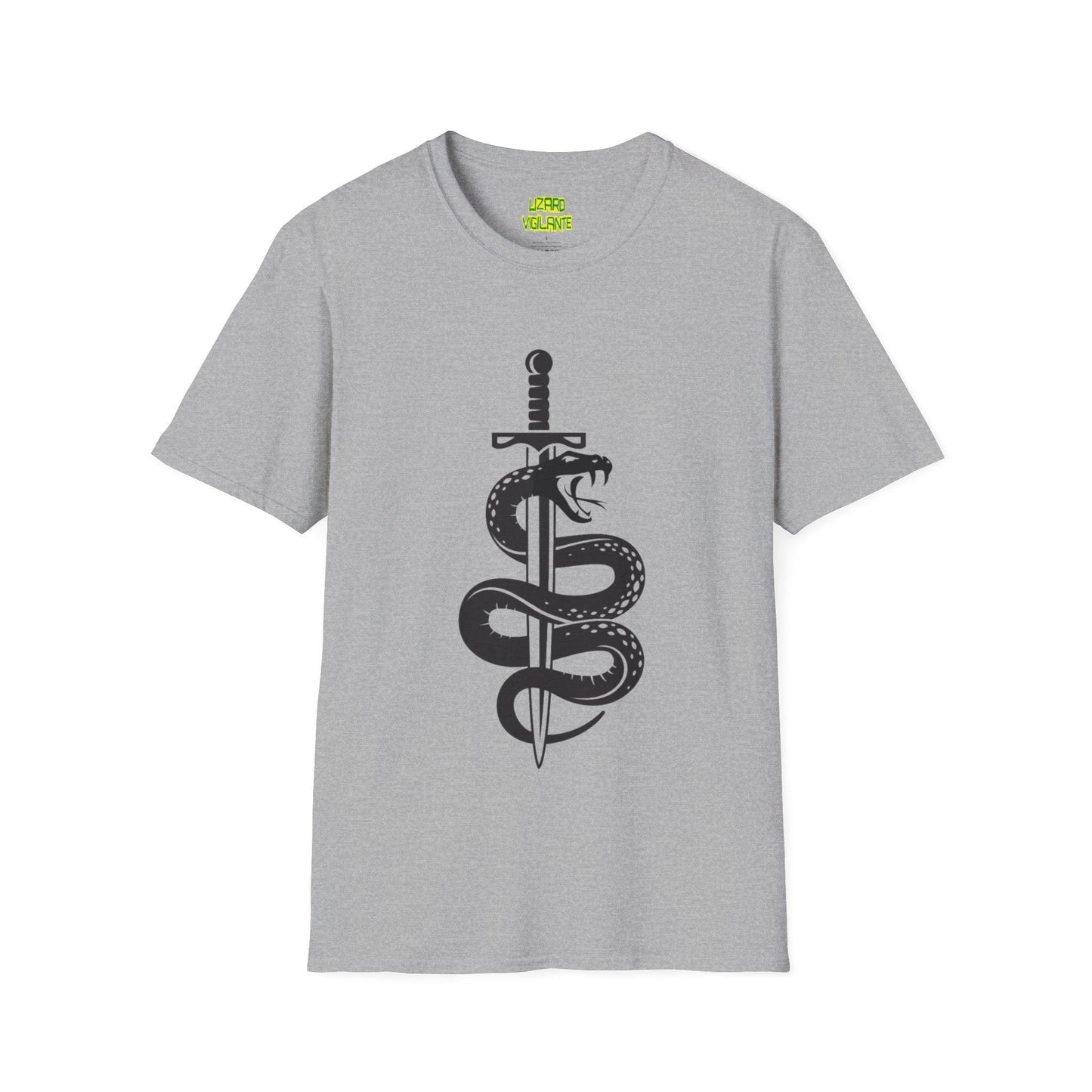 Snake-Wrapped Sword Unisex Softstyle T-Shirt - Lizard Vigilante