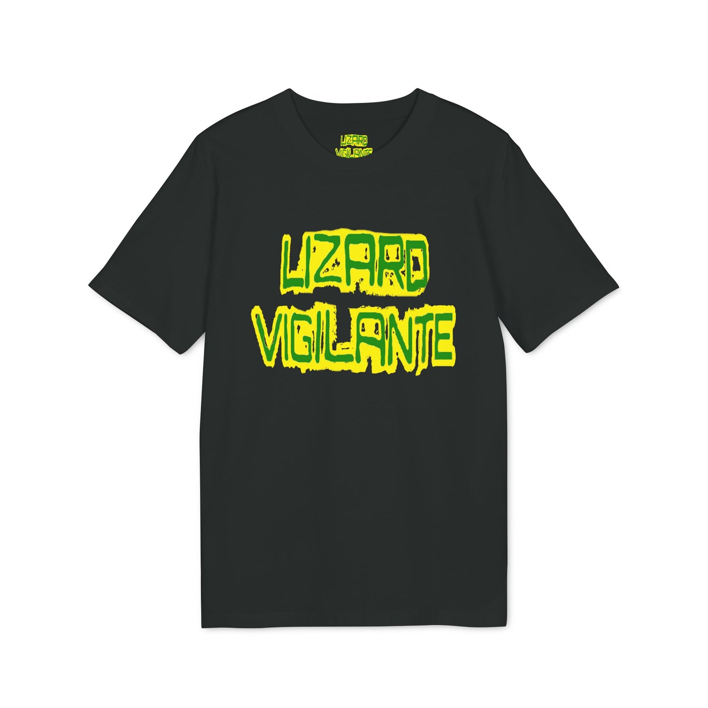 Lizard Vigilante T-Shirt — Retro Neon Graphic Tee for Reptile Fans