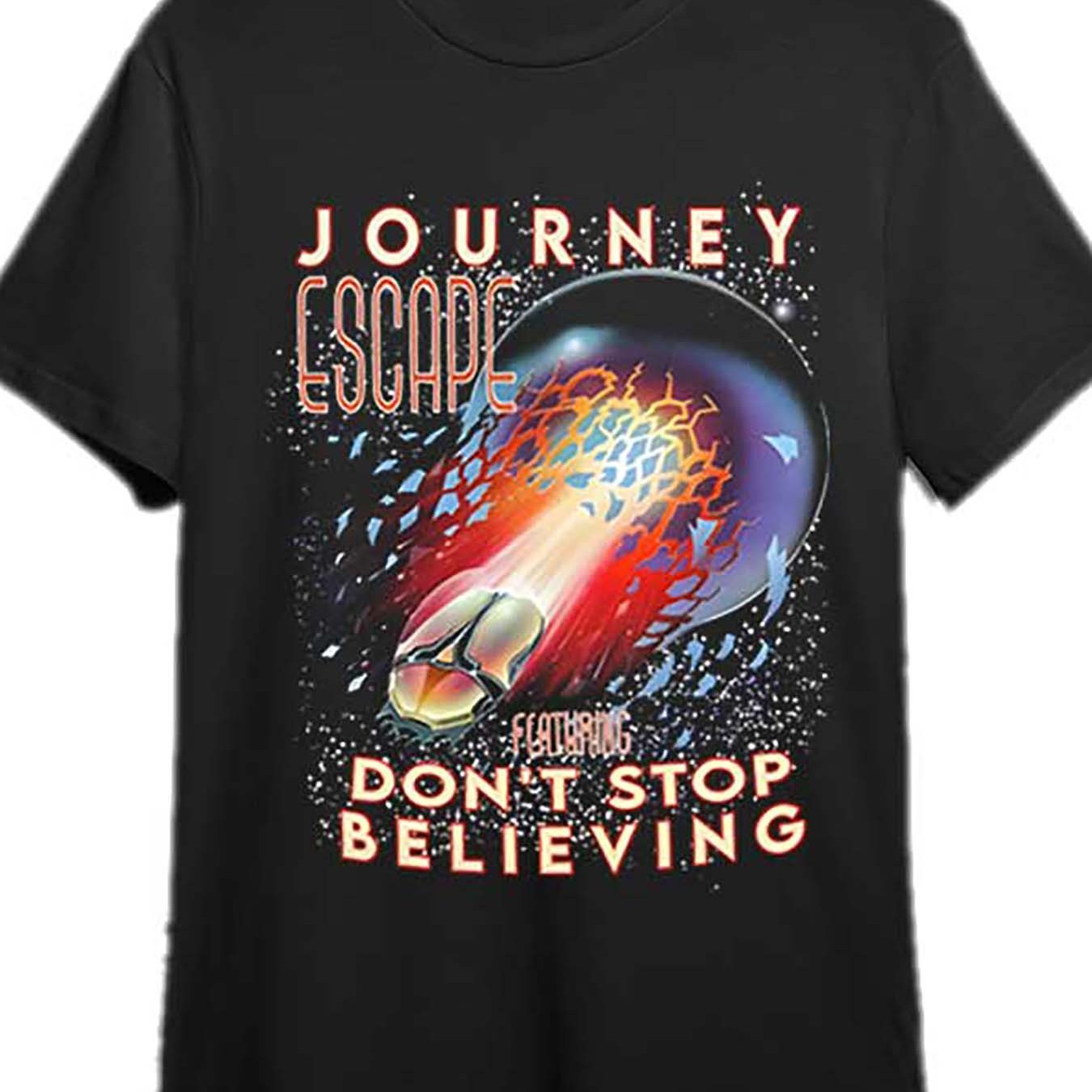 Journey Escape "Don't Stop Believin'" T-Shirt | Classic Rock Band Graphic Tee | Men's Short Sleeve Cotton T-Shirt | Crew Neck, Casual Fit - Premium T-shirt from Lizard Vigilante - Just $25.99! Shop now at Lizard Vigilante