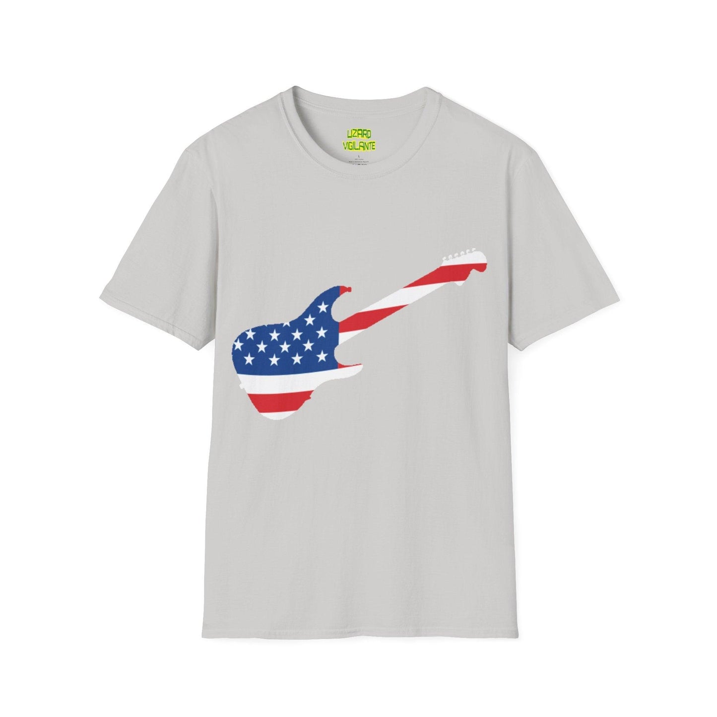 American Flag Electric Guitar Unisex Softstyle T-Shirt - Lizard Vigilante