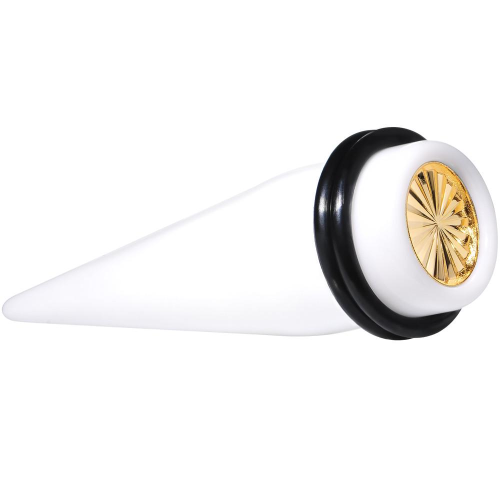 White Acrylic Gold Flashy Tire Rim Taper 2G to 20mm