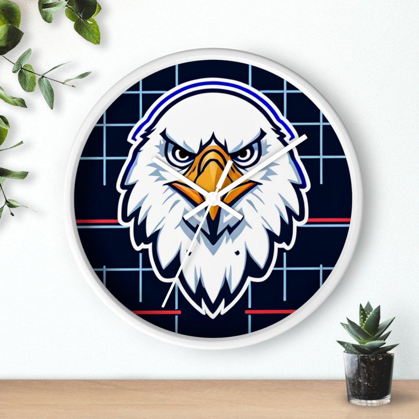 Bald Eagle Grid Wall Clock - Lizard Vigilante