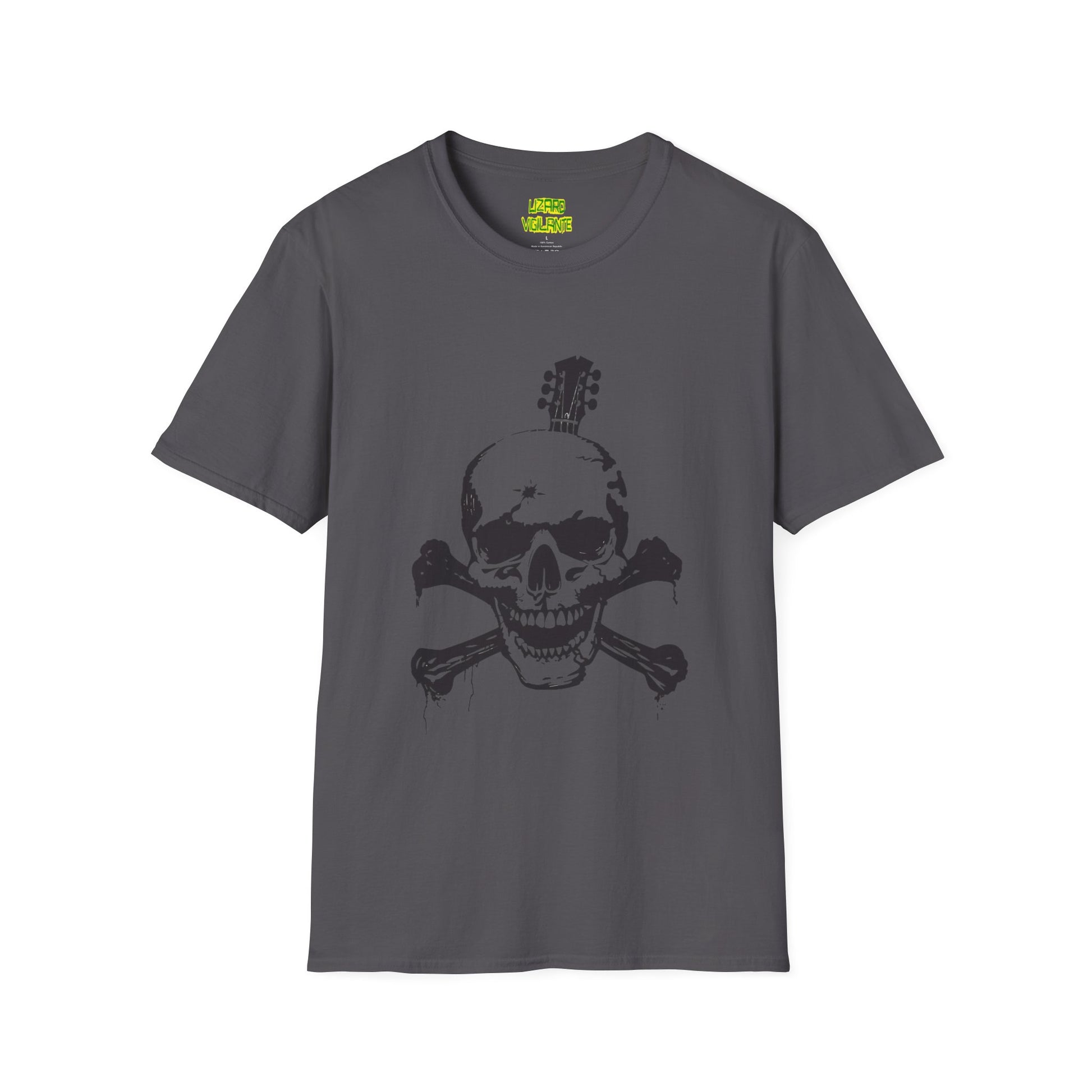Guitar Skull Cross Bones Unisex Softstyle T-Shirt - Premium T-Shirt from Printify - Just $26.38! Shop now at Lizard Vigilante