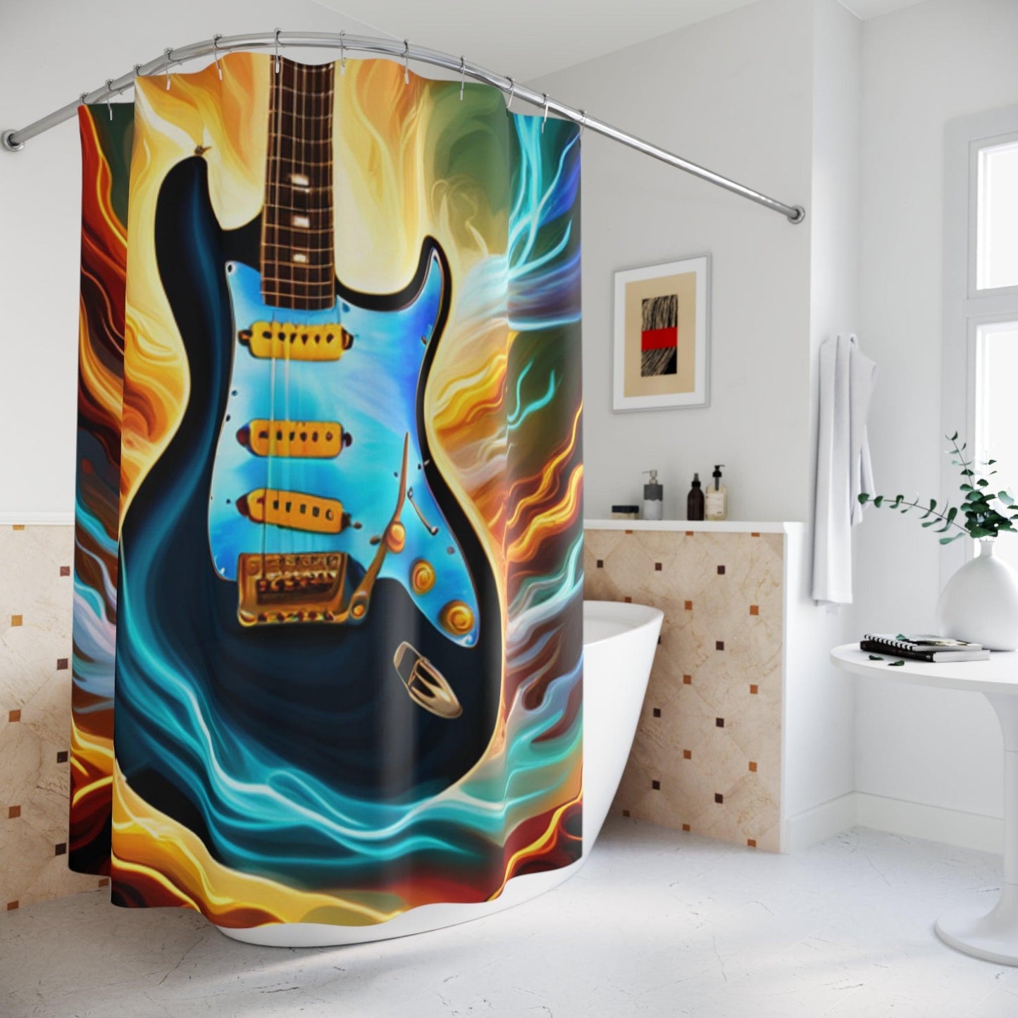 Electric Guitart Polyester Shower Curtain - Lizard Vigilante