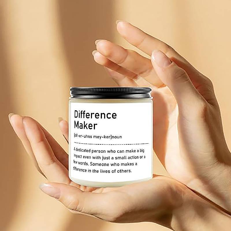 1pc, Lavender Scented Candle, "Difference Maker" Inspirational Quote, 33.81oz Glass Jar with Wick, Bee & Soy Wax, Perfect Gift for Women, Men, Best Friends, Teachers, Bosses, Leaders, Mentors, for Christmas, Thanksgiving, Bir