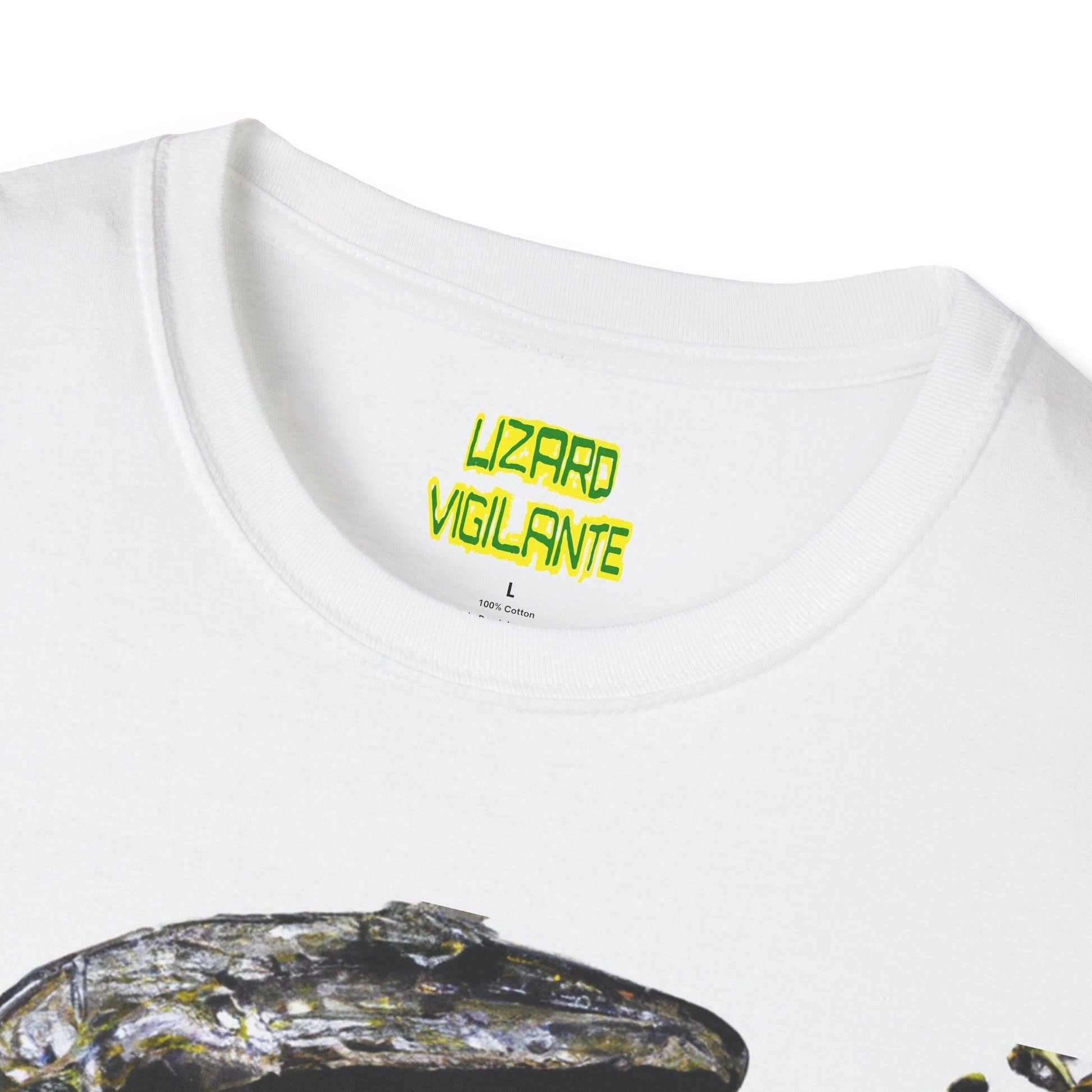 Lizard Vigilante Over Revolver Unisex Softstyle T-Shirt - Lizard Vigilante