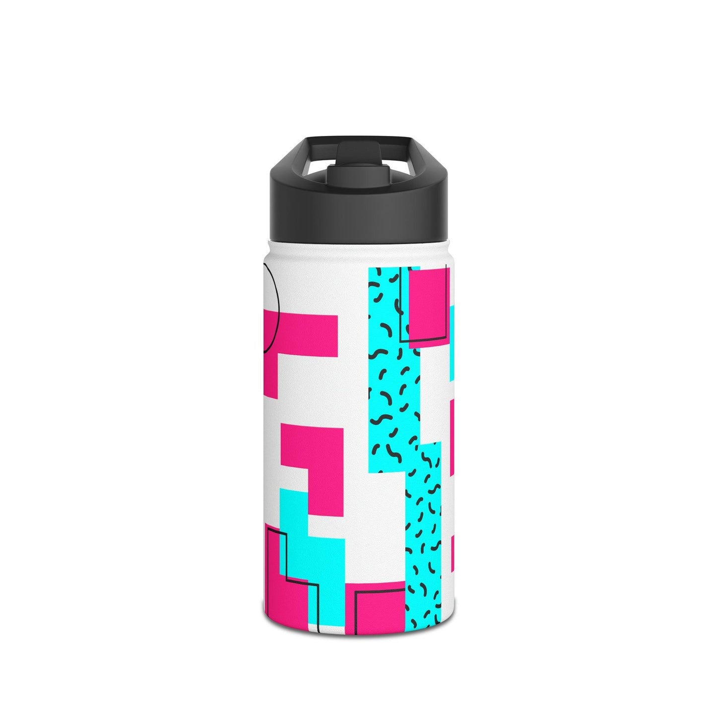 80s Geometric Stainless Steel Water Bottle, Standard Lid, 3 Sizes - Lizard Vigilante