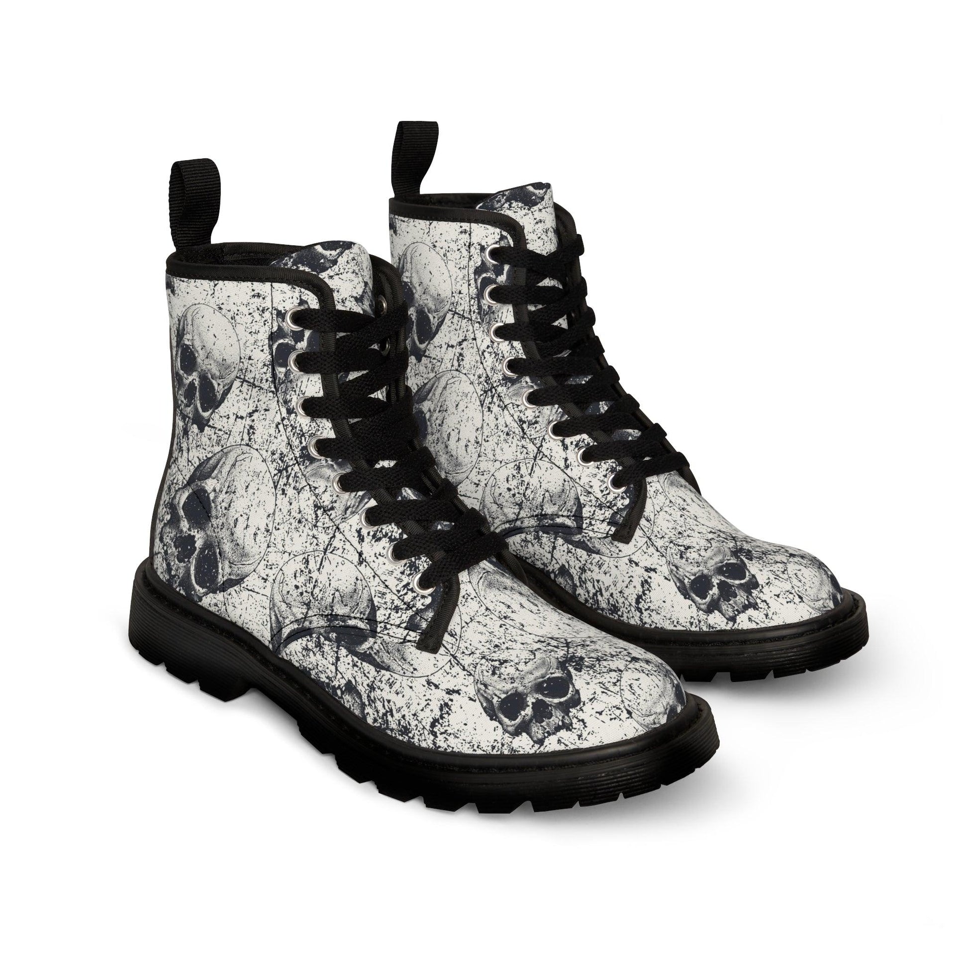 Women's Ancient Skulls Canvas Boots - Premium Shoes from Printify - Just $89.99! Shop now at Lizard Vigilante