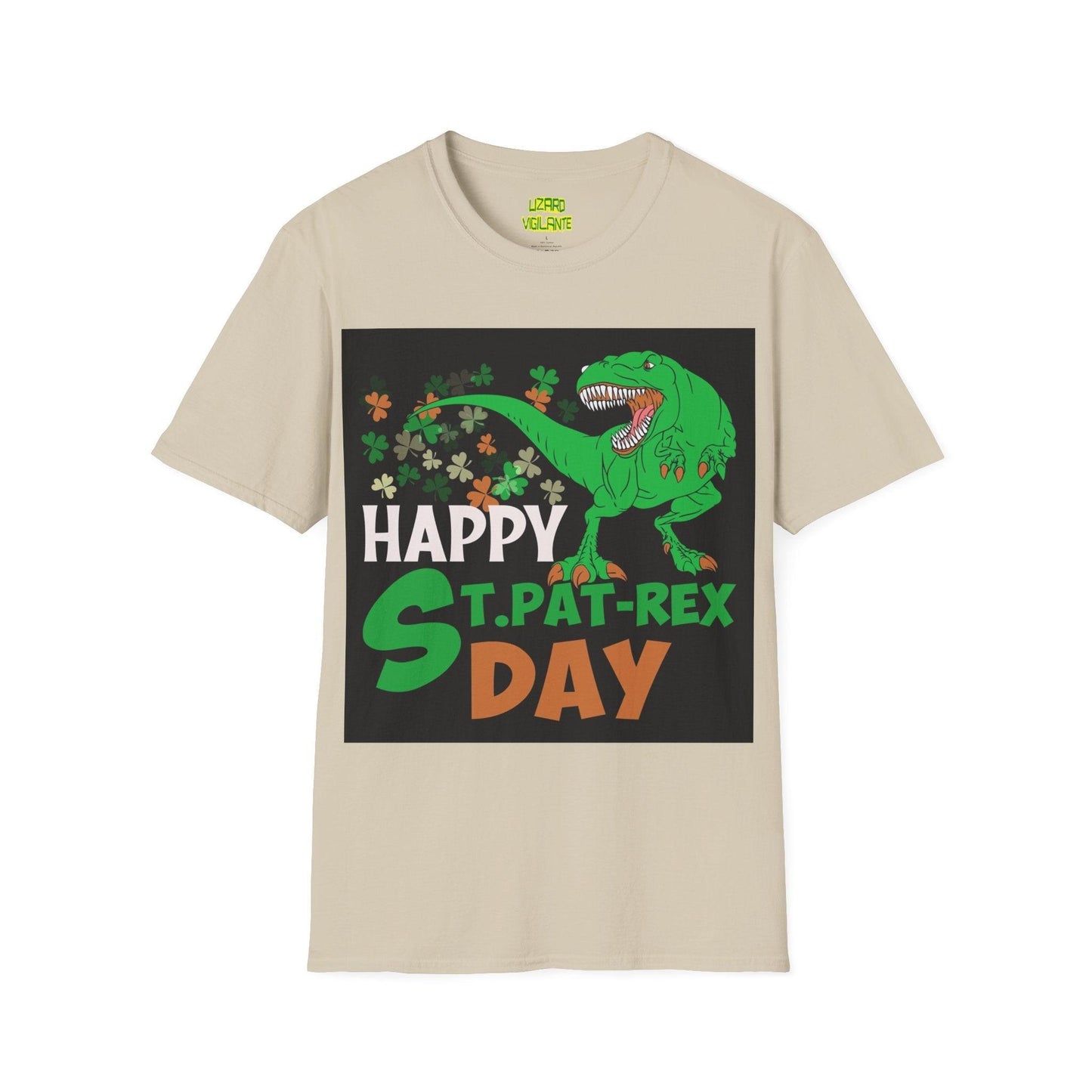 Happy St. Pat-Rex Day T-Rex Dinosaur Unisex Softstyle T-Shirt - Lizard Vigilante