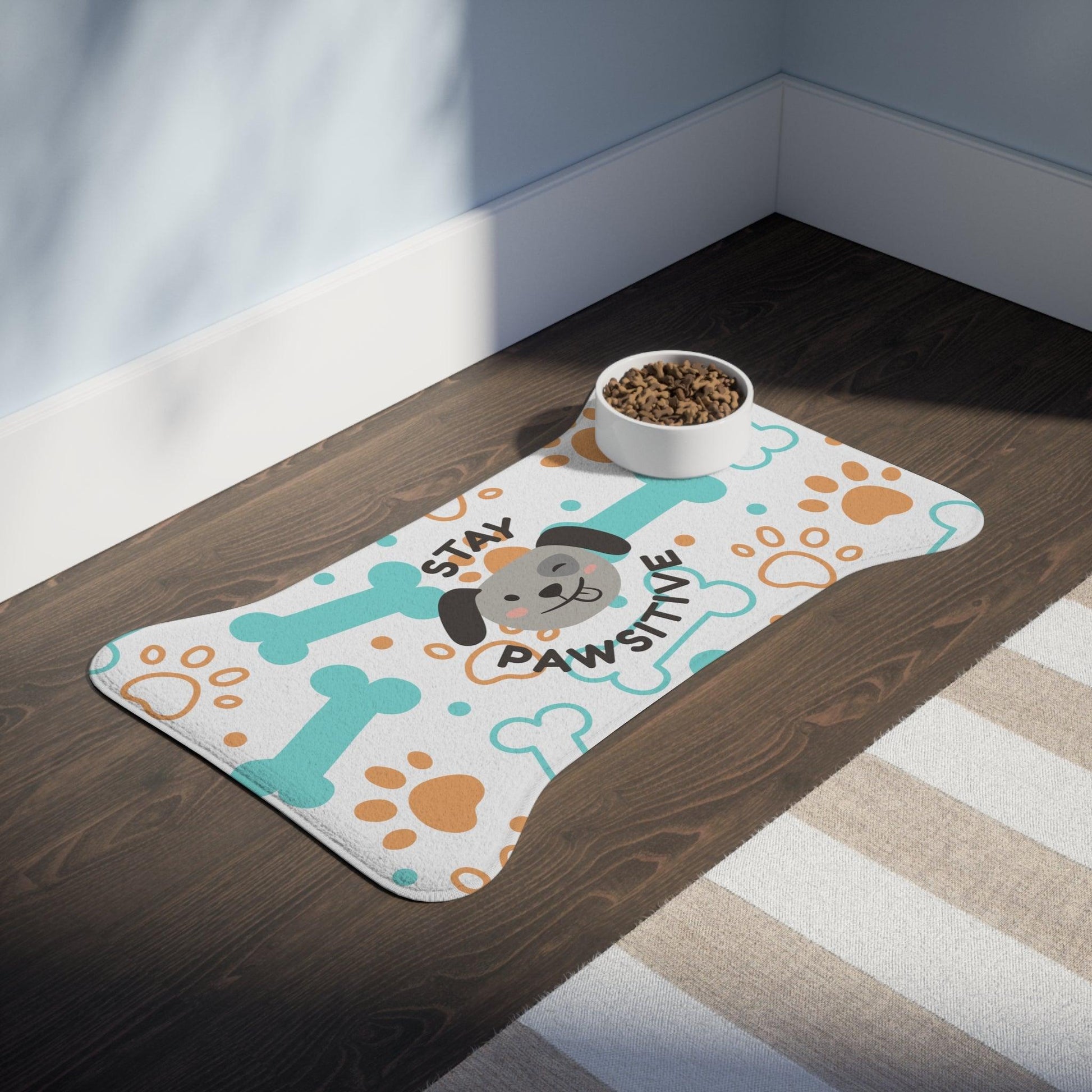 Stay Pawsitive Pet Feeding Mats with Bones & Paw Prints - Lizard Vigilante