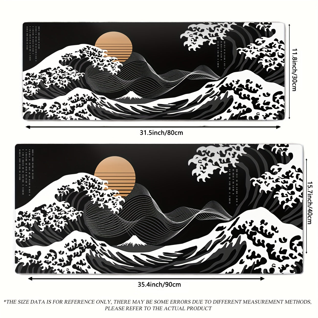 Extra-Large Black Waves Gaming Mouse Pad - Non-Slip Rubber Base, Extended Desk Mat for Gamers