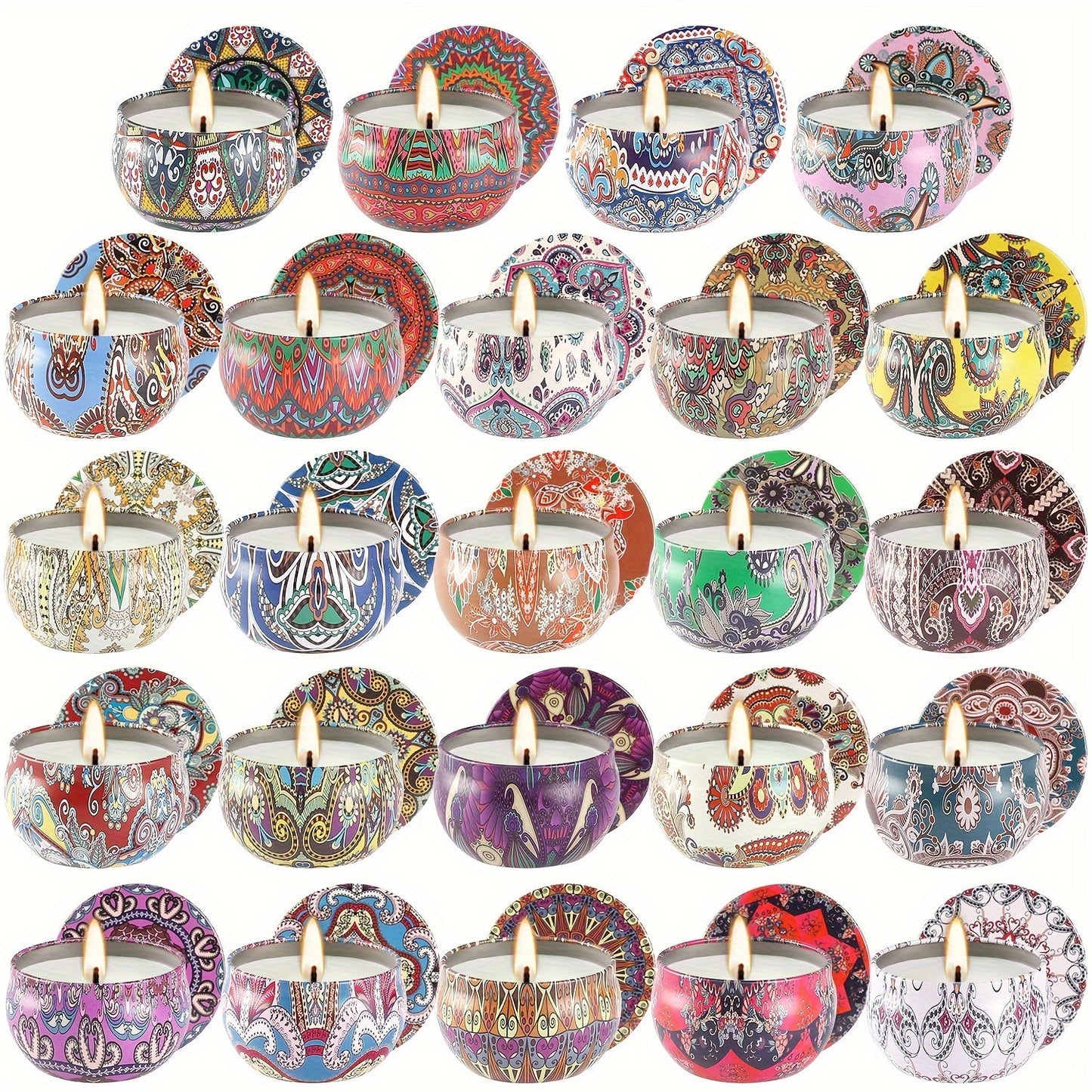 24 Pack Aromatherapy Scented Candle Gift Set Women's Scented Candle Home Natural Decorative Soy Wax Candle Tin Can Portable Travel Candle Yoga Mother's Day Valentine's Day Birthday Gift suit for father's day.