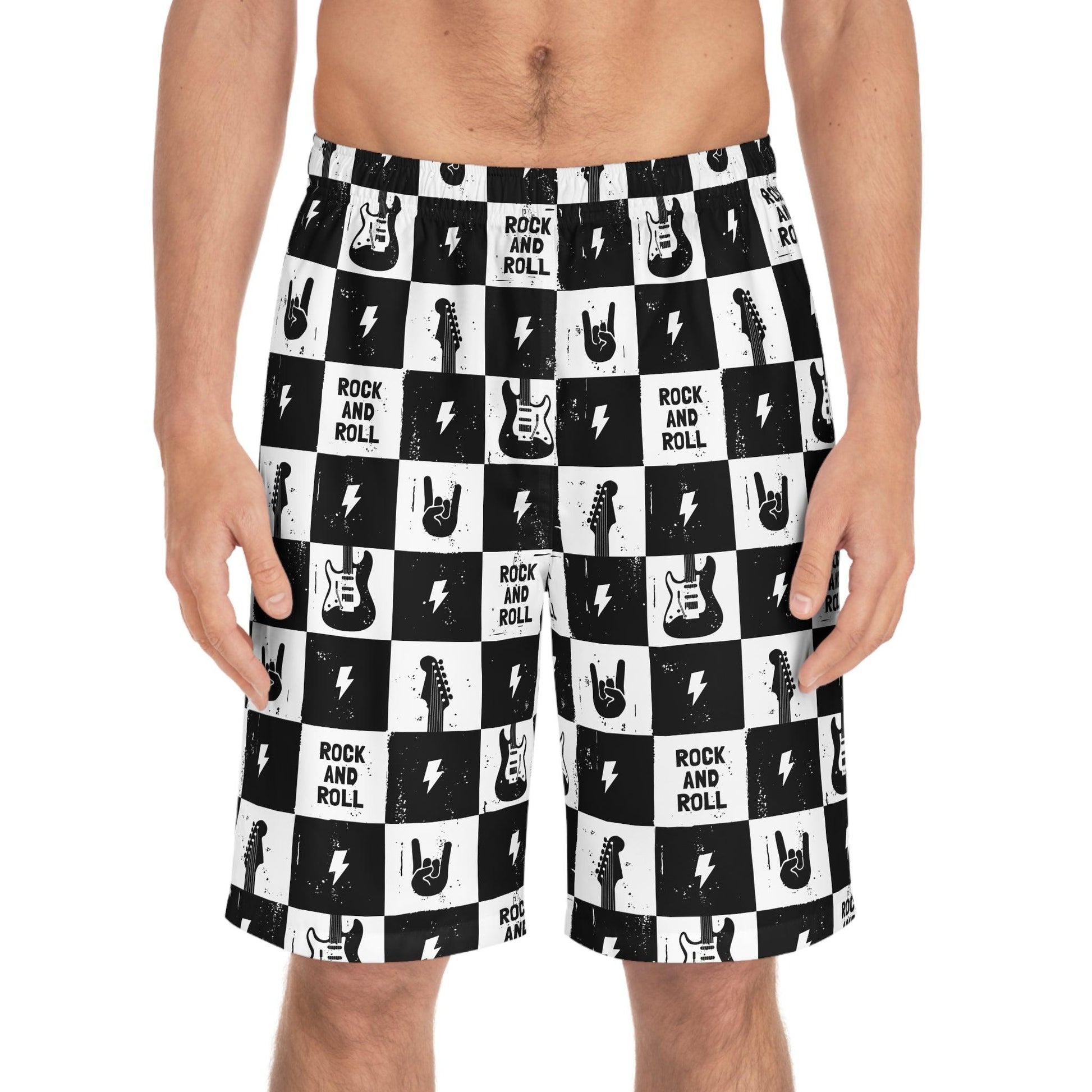 Rock and Roll Squares Men's Board Shorts - Premium All Over Prints from Printify - Just $41.99! Shop now at Lizard Vigilante