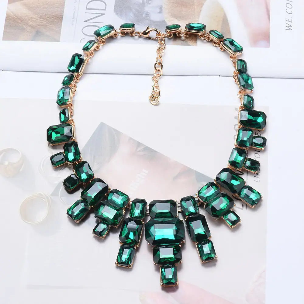 Luxurious Exaggerating Geometric Big Gem Necklace