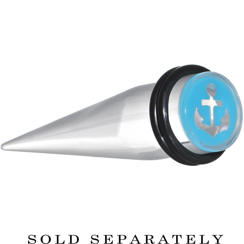 Clear Light Blue Acrylic Set Sail Nautical Anchor Taper 0G to 20mm