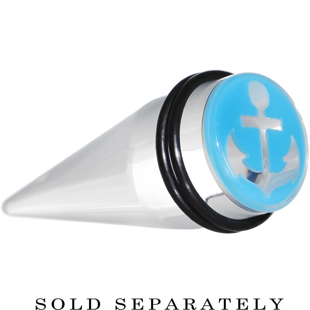 Clear Light Blue Acrylic Set Sail Nautical Anchor Taper 0G to 20mm