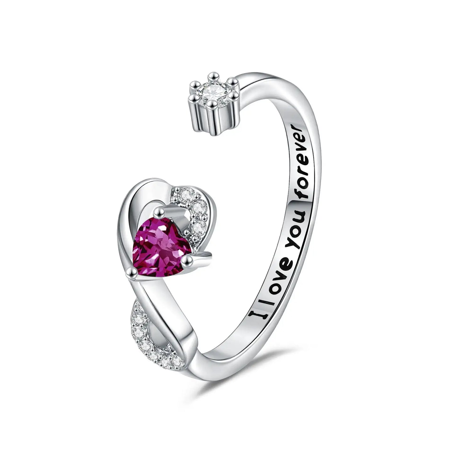 Heart-shaped Birthstone Women's Ring Fashion