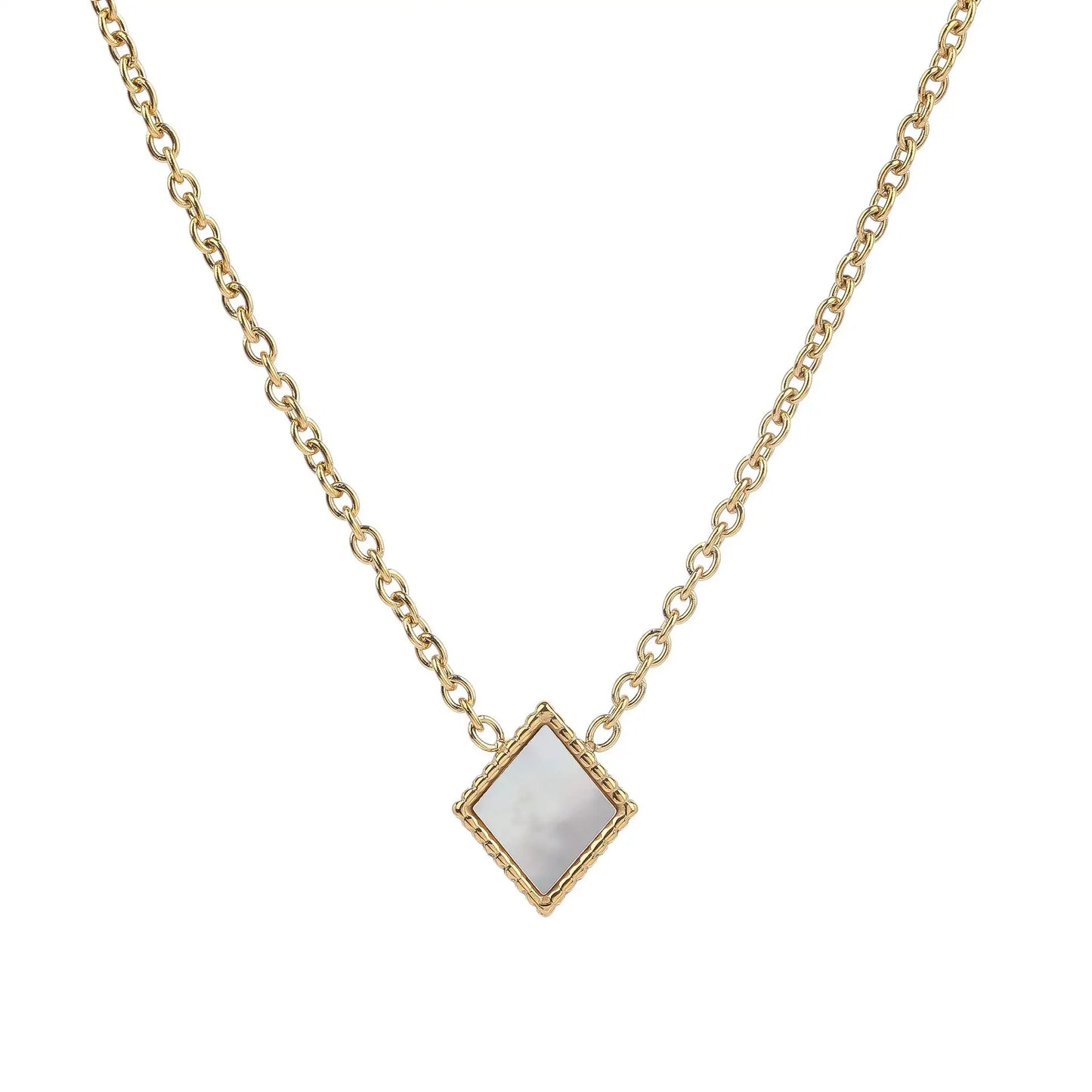 Square Natural White Shell Pendant Collarbone Necklace Bracelet