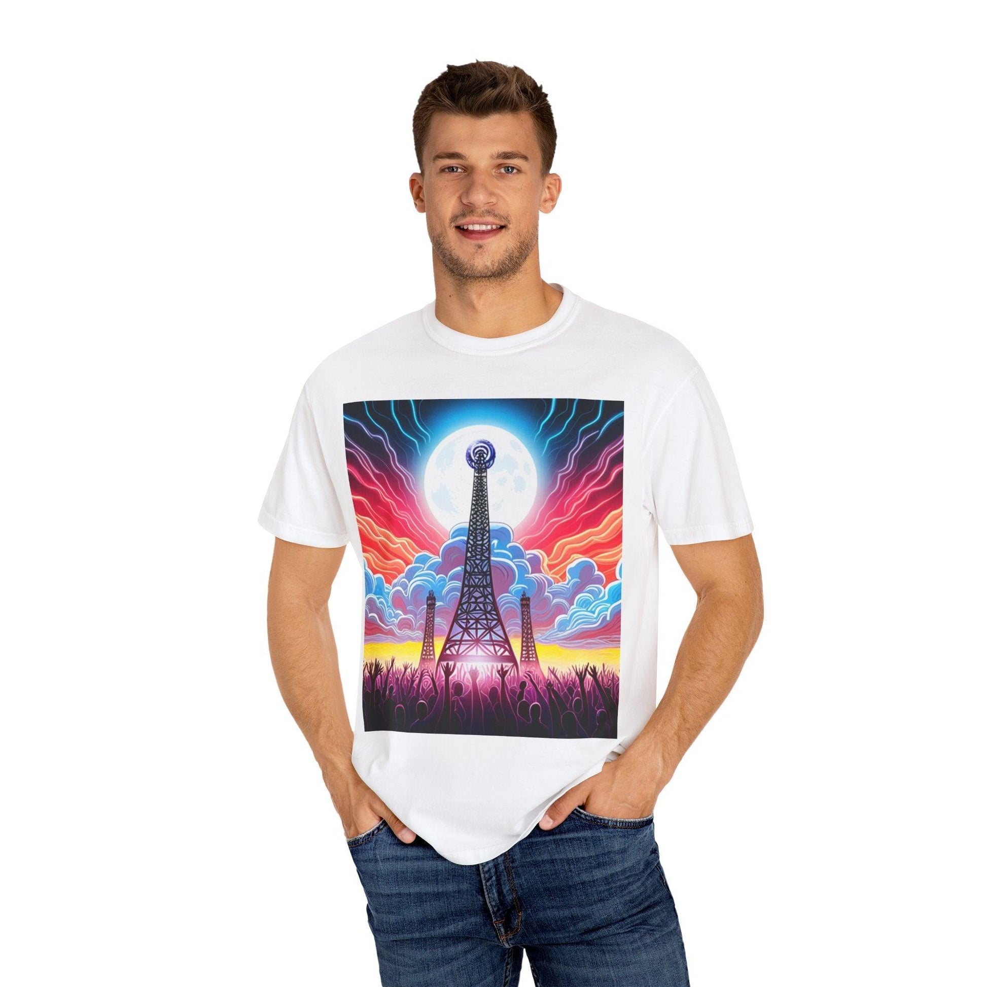 Eiffel CellTower Unisex Garment-Dyed T-shirt - Lizard Vigilante