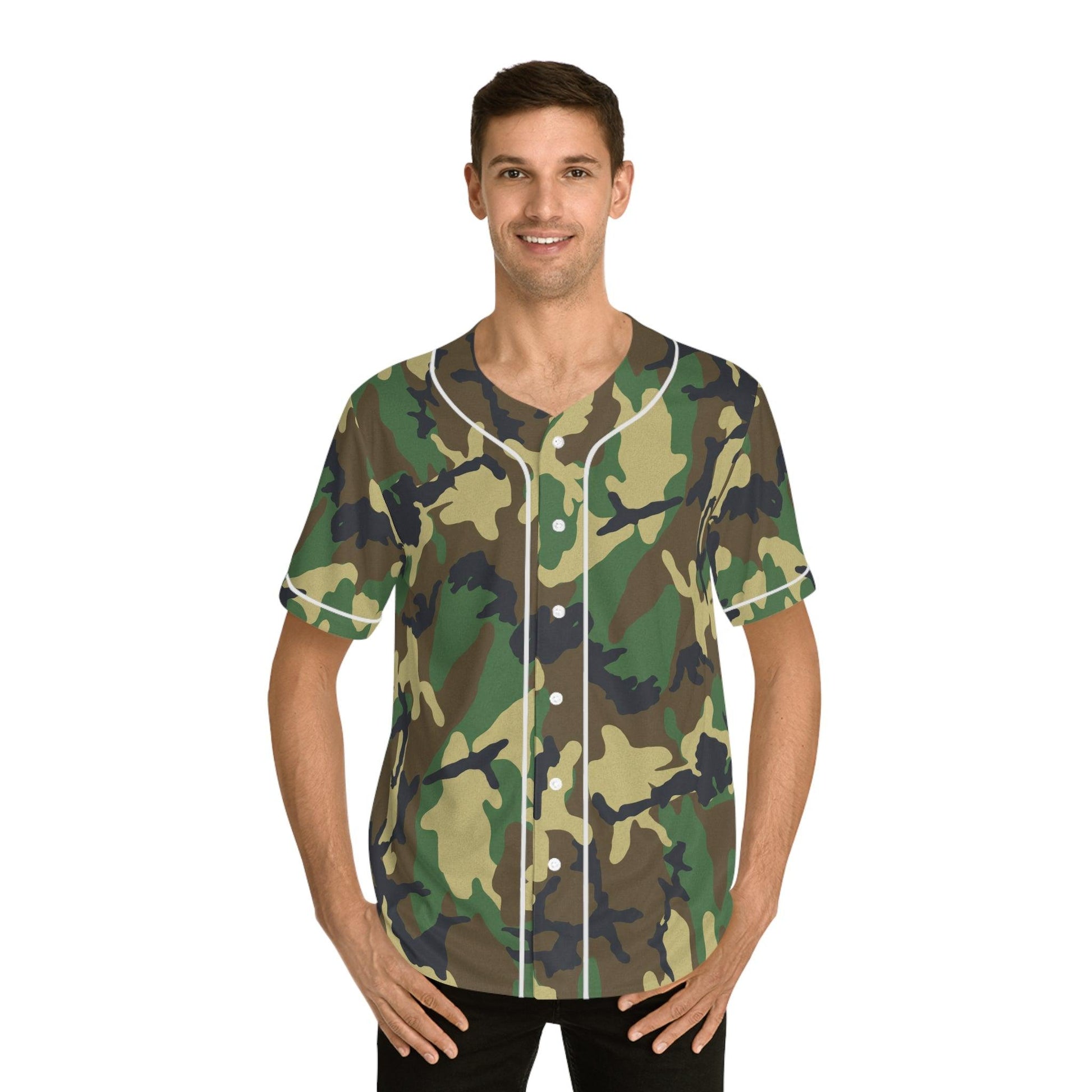 Green Camo Men's Baseball Jersey - Lizard Vigilante