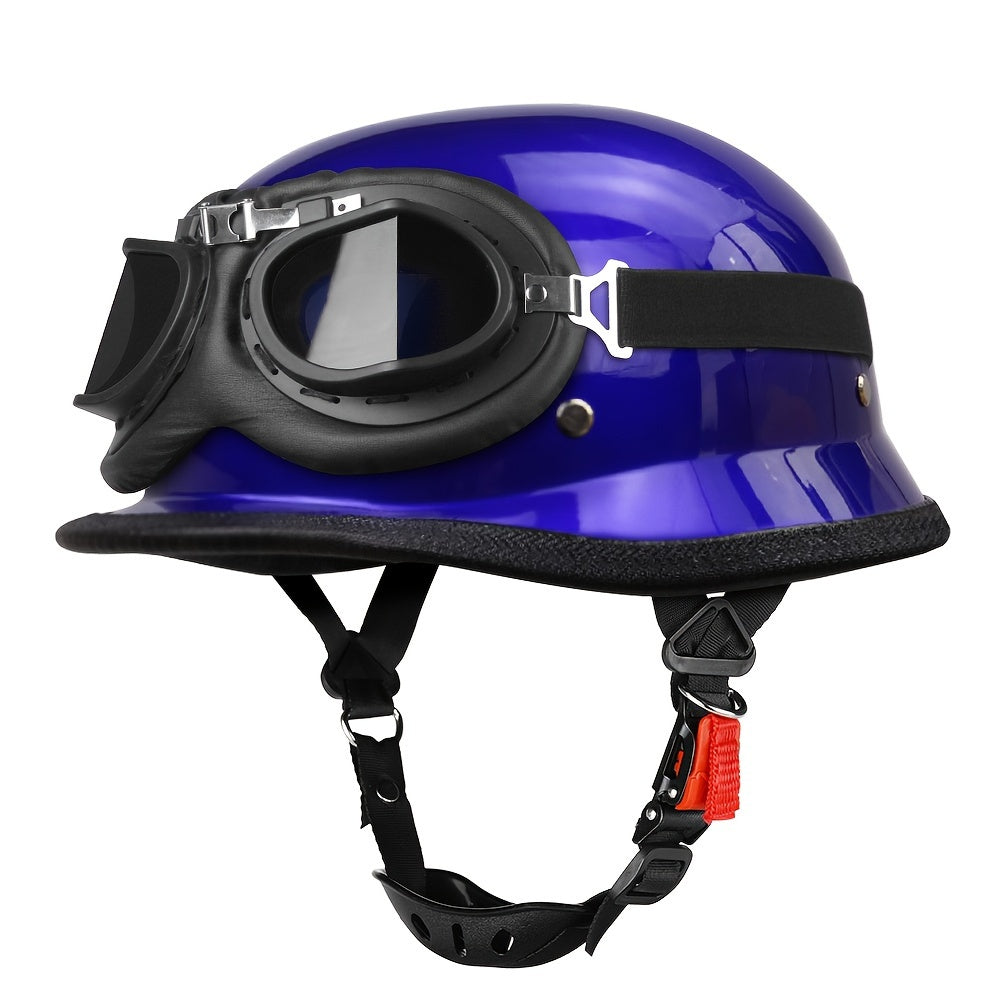 Retro Motorcycle Helmet with ABS Shell & Exposed Face Design – Unisex Outdoor Riding Gear with Goggles, S-XXL - Premium  from Lizard Vigilante - Just $61.08! Shop now at Lizard Vigilante