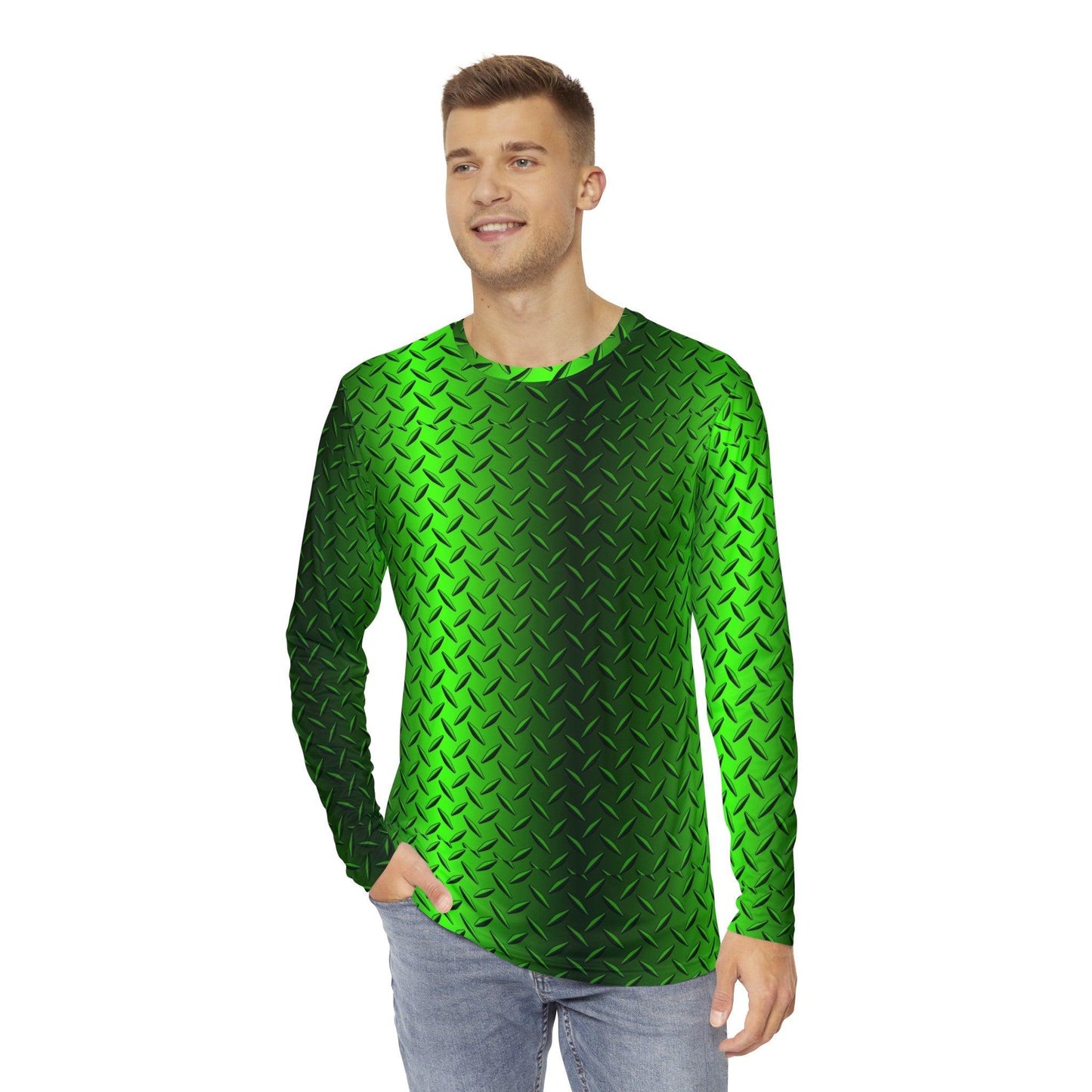 Green Metal Tread Men's Long Sleeve Shirt - Lizard Vigilante