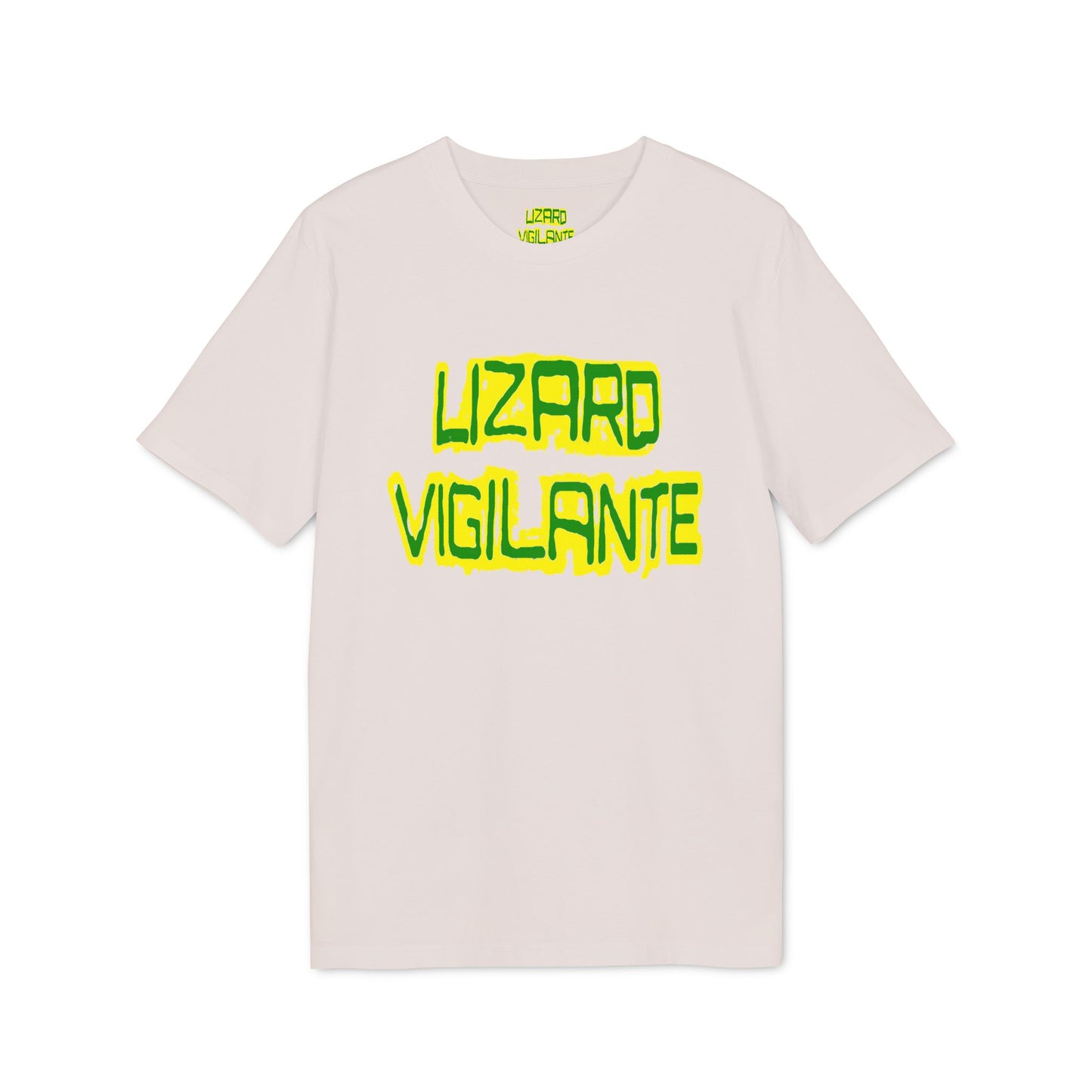 Lizard Vigilante T-Shirt — Retro Neon Graphic Tee for Reptile Fans