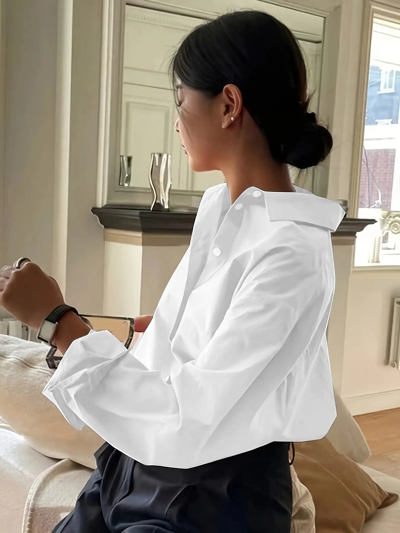 Simple Casual Long Sleeve Solid Color Shirt With Pocket