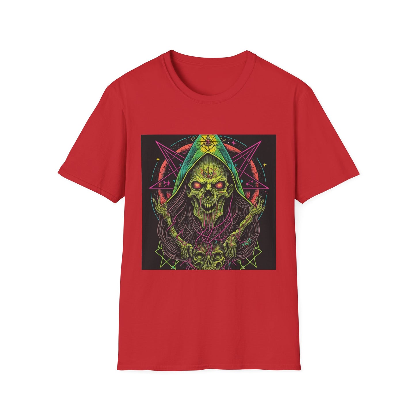 Hooded Skull T-Shirt — Neon Occult Graphic Tee