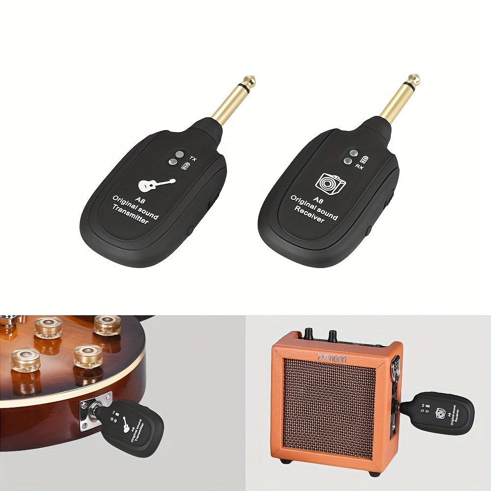 A8 UHF Wireless Guitar Transmitter Receiver Set - 730MHz for Electric Guitar, Bass, Violin - Premium guitar accessories from Lizard Vigilante - Just $22.99! Shop now at Lizard Vigilante